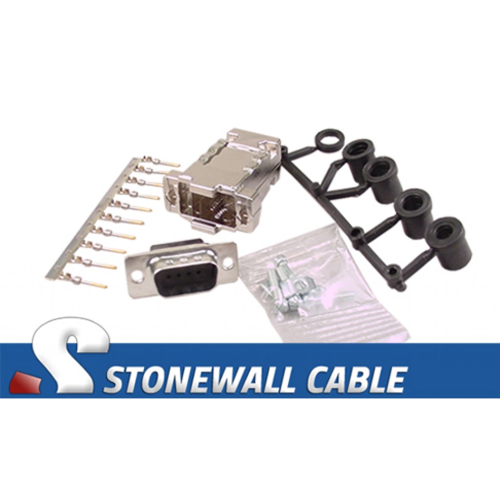 DB9 Male Crimp Connector Kit [Straight] Stonewall Cable