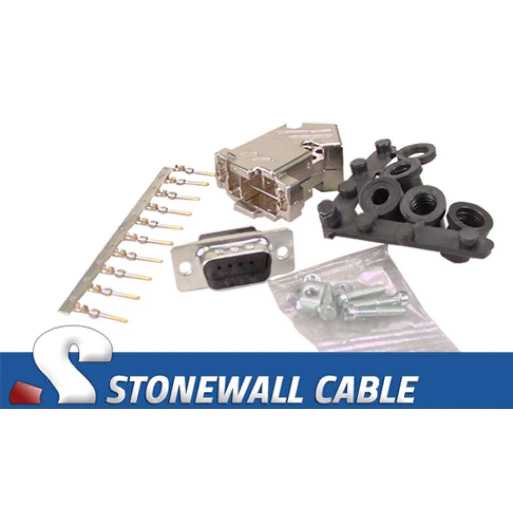 DB9 Male Crimp Connector Kit [Right Angle] Stonewall Cable
