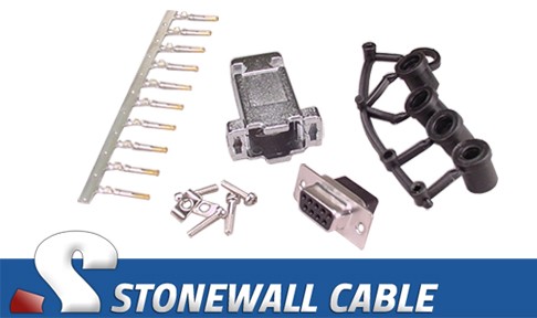 Db9 Female Crimp Connector Kit W Metal Hood Stonewall Cable