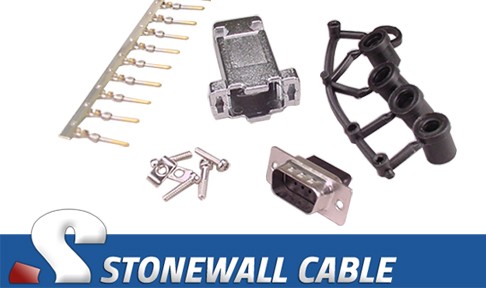 Db9 Male Crimp Connector Kit W Metal Hood Stonewall Cable